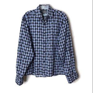 Thomas Dean Blue Men's Large Paisley Print Shirt